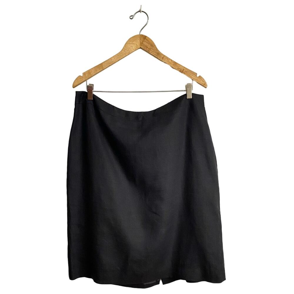 Black Linen Skirt size 18 Midi Mini Lined Simple